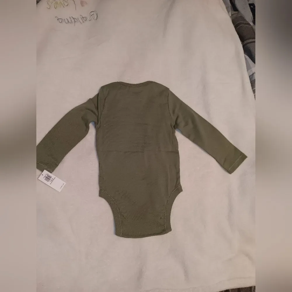 Old Navy Long-Sleeve Logo Graphic Taupe Bodysuit Baby 18-24M NWT